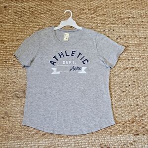 Aeropostale Lite Grey Tee with Blue and White Lettering - Sz XXL